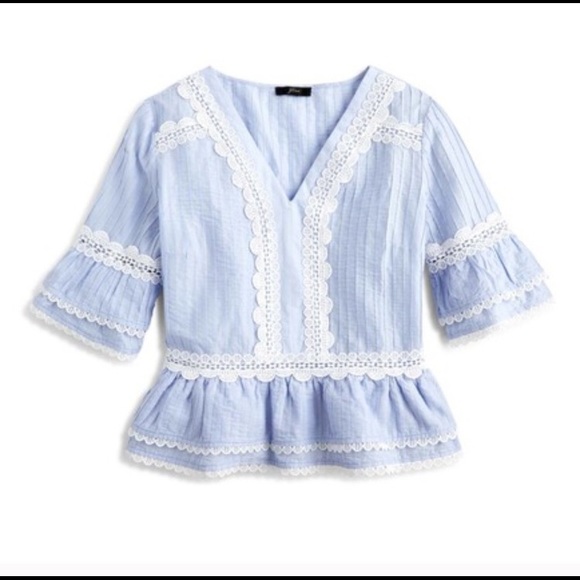 J. Crew Tops - J Crew Ruffle and Lace Top in Faded Peri